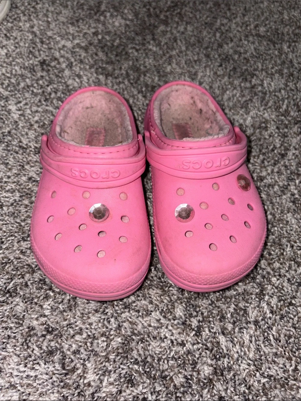 CROCS Kids Pink Slip-On Clogs with Gem Accents